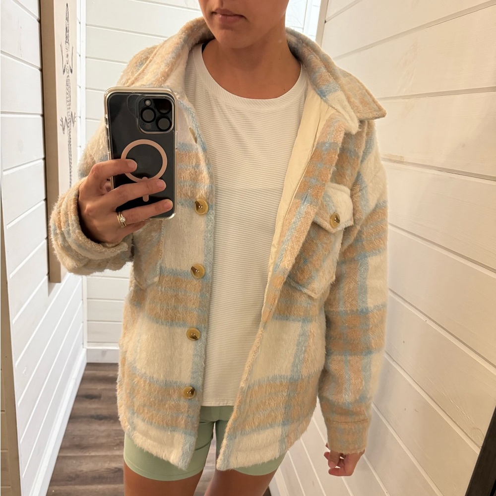 Oversized Flannel Button Down “Shacklet” Jacket size L